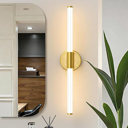 LED Bathroom Light Fixtures Gold Vanity Lights Modern 24" | 360° Bright Bathroom Light, Dimmable Vanity Light, Hardwired Wall Sconce 3000K Warm White for Mirror