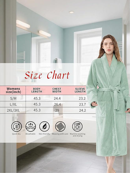Soft Robe For Women，Warm Plush Bath Robes Female，Spa Towel After Shower Lightweight Long Bathrobe
