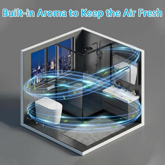 TOTTE Smart Toilet with Bidet Built-in, Auto Open/Close Lid, Auto Power 1000g MaP Flush, 1.28 GPF, One Piece Elongated Toilet with Instant Warm Water & Warm Air Dryer, Built-in Aroma