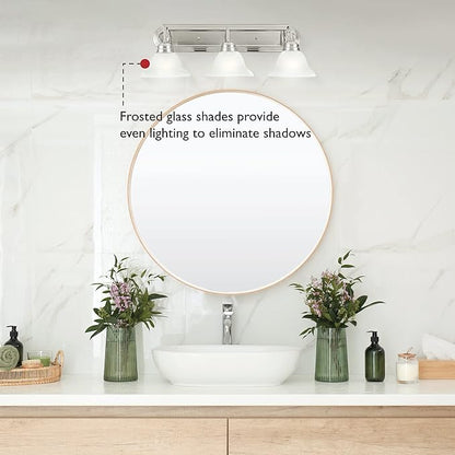 Design House Millbridge 3-Light Vanity Light, Satin Nickel Finish, Frosted Glass Shades, Dimmable, Bathroom Wall Fixture – Design House, 517383