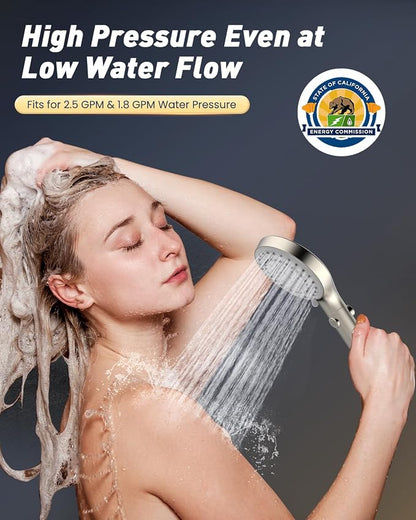 FASDUNT High Pressure Handheld Shower Head with Hose, Brushed Nickel | 80" Extra Long Stainless Steel Hose & Adjustable Bracket, Shower Heads with ON/OFF Switch for Pets Bath