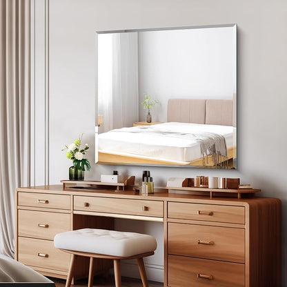 CILIBER Beveled Mirror, 36x36 Square Bathroom Mirrors for Wall, 3mm Tempered Glass Large Frameless Vanity Mirror Over Sink with Beveled Edge for Bathroom,Bedroom,Living Room and Entryway