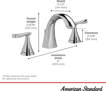 American Standard 7413801.002 Chatfield 8-Inch Widespread 2-Handle Bathroom Faucet, 1.2 GPM, Chrome
