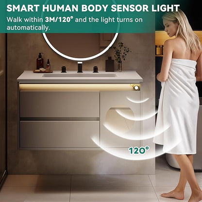 YITAHOME 31 Inch LED Floating Bathroom Vanity with Sink, Bathroom Vanities with Sensor Light, Wall Mounted Bathroom Storage Cabinet with 2 Large Drawers