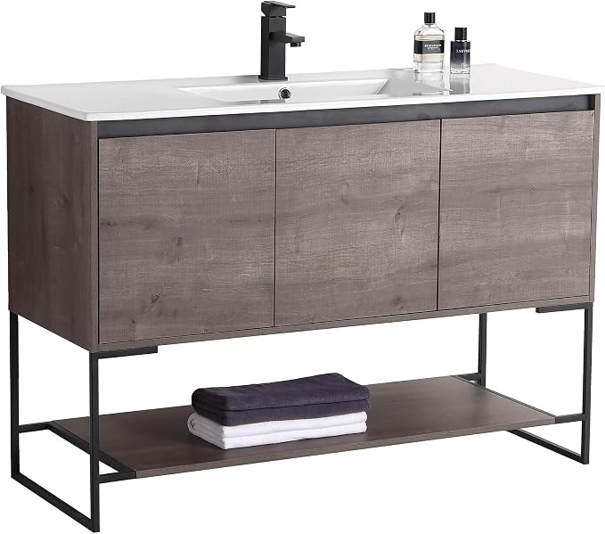 48 Inch Bathroom Vanity with Sink - Modern Knob Free Design, Elegant Space-Saving Solution for Your Bathroom - Durable, Bathroom Vanities for a Contemporary Look - Urbania Collection