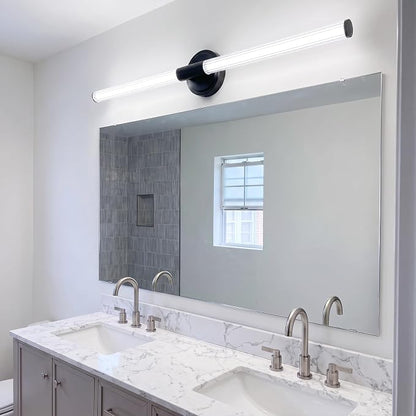 URSOLA 48" Modern LED Bathroom Light Fixtures, Matte Black 3CCT Dimmable Bathroom Vanity Light Over Mirror, Bathroom Vanity Bath Bar Lights with 360° Removable Acrylic Light Tube