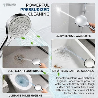 Handheld Shower Head with Hose, 6 Spray Settings, High Pressure, Chrome Finish, Rain, Pulse, Boost, Spray, Mix, Cleaning Modes (Chrome)