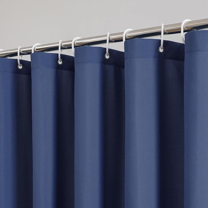 OVZME Zora Dusty Blue Shower Curtain for Bathroom, Fabric Shower Curtain Set with 12 Hooks - Soft Cloth Hotel Spa Quality, Water Repellent, Machine Washable Bath Curtain, Grommets Top, 72Wx72L
