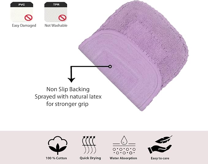 Home Weavers Radiant Collection 100% Cotton Bathroom Rugs Set, Washable Rug, Thick Extra Soft and Absorbent Bath Rug, Kitchen Mat, Bath Mat Set, Bath Floor Mat Non Slip, 24"x40" Rectangle, Purple
