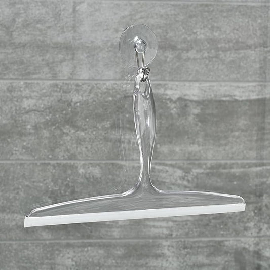 iDesign Plastic Bath Squeegee for Glass with Suction Hook Holder – 12", Clear