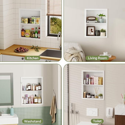 14x18 Medicine Cabinet Recessed Stainless Steel, 2-Tier, Medicine Cabinet Organizer,Stainless Steel Wall Niche, Bathroom Wall Cabinet, Recessed Bathroom Cabinet, Cabinet recessed Wall Cabinet