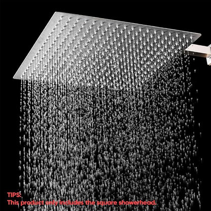 16" Rain Shower Head High Pressure Rainfall Shower Head Brushed Nickel | Square Rain Bathroom Showerhead, High Flow, Large Stainless Steel, Ceiling Mounted, Wall Mounted, Waterfall Full Body