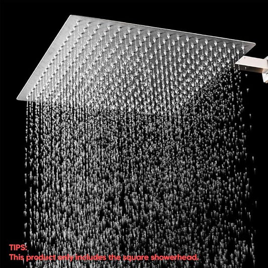 16" Rain Shower Head High Pressure Rainfall Shower Head Brushed Nickel | Square Rain Bathroom Showerhead, High Flow, Large Stainless Steel, Ceiling Mounted, Wall Mounted, Waterfall Full Body