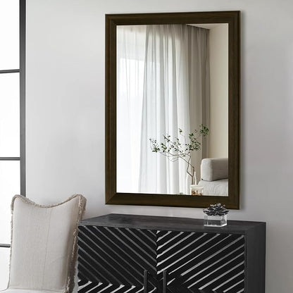Rustic Wood Wall Mirror for Bathroom,Rectangle Large 30 x 40 inch Mirror | Vanity Hanging Black Walnut Mirror with Wooden Frame for Living Room,Bedroom,Entryway(Dark Walnut)
