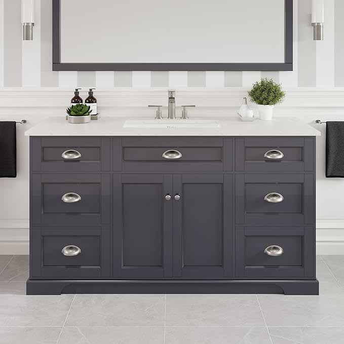 Eviva Epic 60 in. Charcoal Gray Single Sink Bath Vanity with Carrara Quartz Top