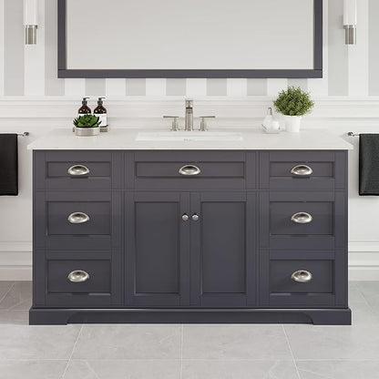 Eviva Epic 60 in. Charcoal Gray Single Sink Bath Vanity with Carrara Quartz Top