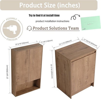 72" Bathroom Vanity Set, 72 Inch Modern Freestanding Vanity with 6 Drawers and 2 Storage Cabinets, Double Resin Sink Floor Stand Cabinet Set Imitative Oak