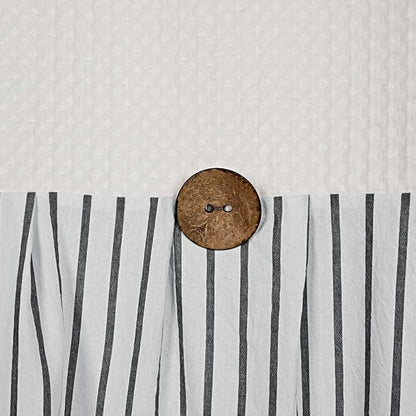DOSLY Ides Farmhouse Shower Curtain, Beige and Black Striped, Spa Beige Waffle Weave, Button Curtain, Cotton Woven Fabric, Country, Rustic, Shabby Chic, 72x72 in, Bathroom