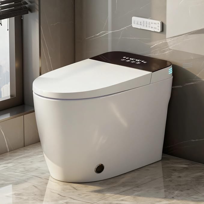 TOTTE Smart Toilet with Bidet, Auto Open/Close Lid, Bidet Toilet with Powerful Flush, Instant Warm Water, Elongated Smart Toilet with Heated Seat, Dryer, Modern Bathroom Toilets with Deodorization