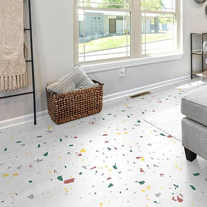 Art3d 30-Pack Peel and Stick Vinyl Floor Tiles, 12 x 12 in, Modern Terrazzo