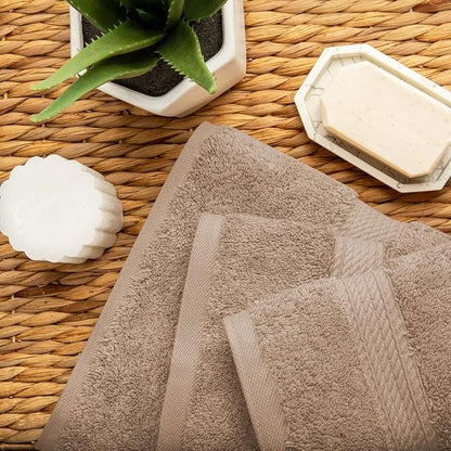 SUPERIOR Egyptian Cotton Ultra Plush & Absorbent, 3 Piece Set, Latte | Quick Dry, Soft Luxury Towel Set, Bath Essentials, Guest Bath, Spa, 1 Bath, 1 Hand, 1 Face Towels, Madeline Towels