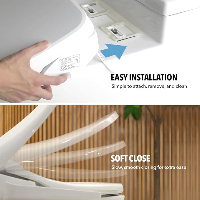 Barumi Bidet [BM-4000], Electric Bidet Toilet Seat, Heated Seat, Warm Water, Position Control, Eco-Mode, Self Cleaning