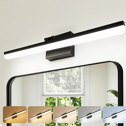 31.5 Inch LED Bathroom Vanity Light, 18W Dimmable 5CCT Black Wall Light Fixture Over Mirror, 220° Rotatable Modern Lighting for Mirror Cabinet and Bedroom, ETL Listed