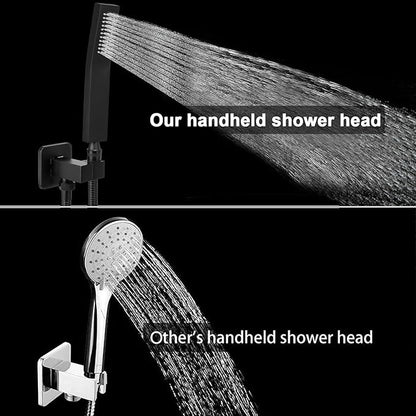 NearMoon HandHeld Shower Head, Luxury High Pressure Shower Kit with Wall Connector and Hose Set, for Bathroom Showering System Contemporary Square Style (Matte Black)