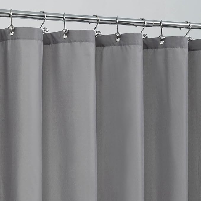 ALYVIA SPRING 72x78 Long Waterproof Fabric Shower Curtain or Liner Grey | 3 Magnets, Soft Cloth & Hotel Quality, Machine Washable, Light-Weight, Long Size