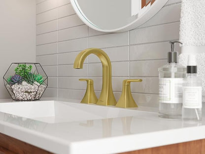Pfister Bruxie Bathroom Sink Faucet, 8-Inch Widespread, 2-Handle, 3-Hole, NSF Certified, Brushed Gold Finish, LF049BIEBG