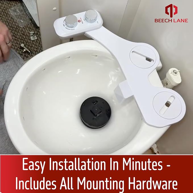 Beech Lane RV Bidet, Fits Most RV Toilets, Self Cleaning Adjustable Spray, Easy Install and Non-Electric, Prevents Toilet Paper Buildup in Black Tank, Included Metal Mounting Hardware and Hose