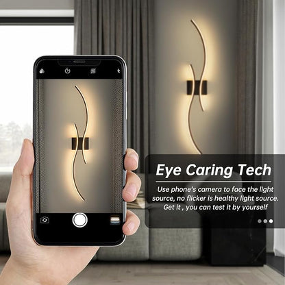 CANEOE Modern Led Wall Light, Black Indoor Led Wall Sconce Lighting, Bathroom Vanity Light Fixtures Over Mirror for Living Room Hallway Bedroom Bedside Wall Lamp (Black,3000K, 2 Packs,Hard-Wired)