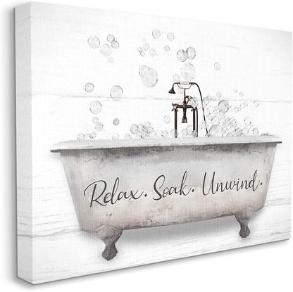 Stupell Industries Bathtub Bubbles Bathroom, 24 x 30 Inch Canvas Wall Art | Stupell Industries · By Lori Deiter · Ready to hang · Calm bath and laundry charm · Made in USA