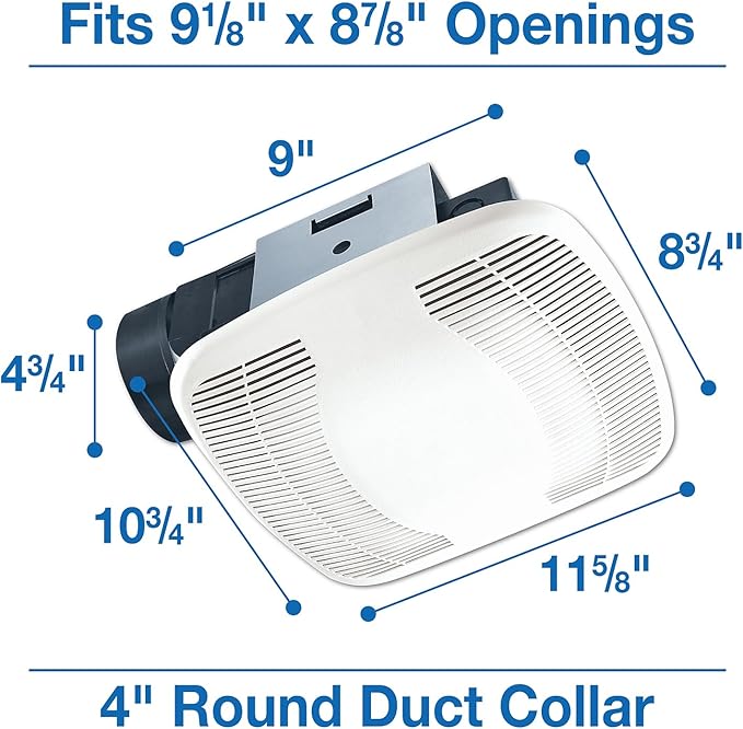 Air King 90 CFM 3.0 Sones Ceiling Mounted Snap-In Installation Bathroom Exhaust Fan, BFQ90