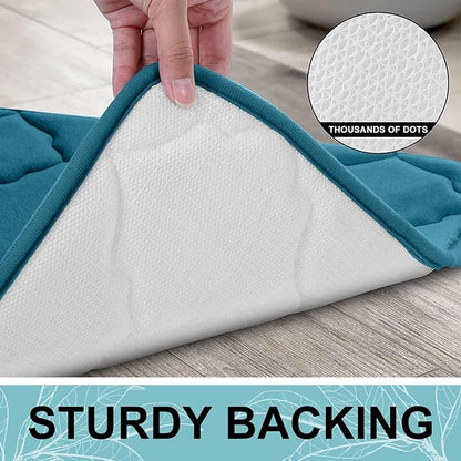 OLANLY Memory Foam Bath Mat Rug 59x34, Ultra Soft and Absorbent Bathroom Rugs, Non-Slip, Comfortable, Machine Washable Bath Carpet for Bathroom Floor, Shower and Home Decor Accessories, Peacock Blue