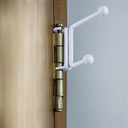 Novabright 2 Pack Door Hinge Hanger Hook Behind Door Towel Rack Double Hook Doors Towel Bar Holder Hinge Mounted for Compact Spaces, Small Bathrooms, and Bedroom(White)