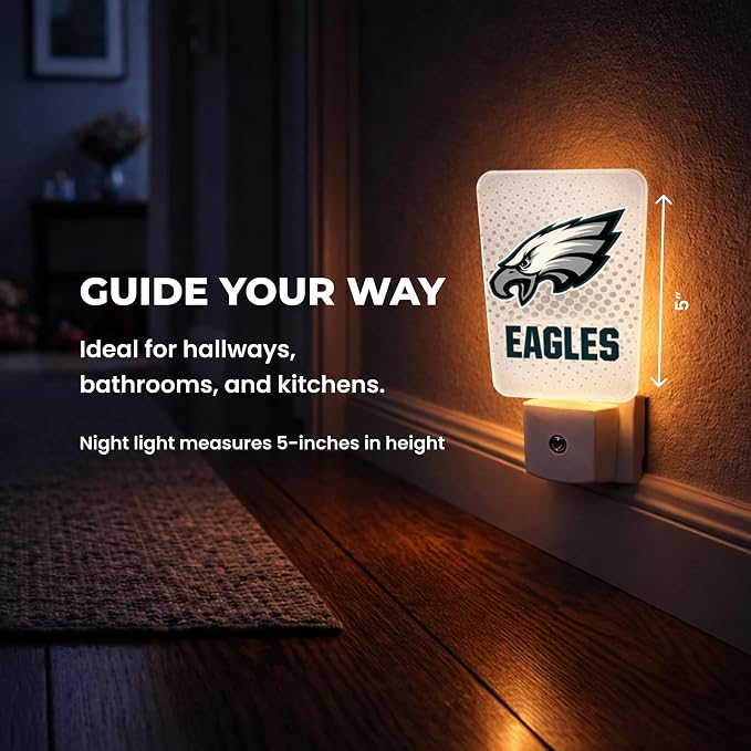 Party Animal NFL Team LED Night Light, Green Bay Packers | Energy-efficient LED light with auto-sensor & 3 light settings; Slim 5-inch design fits standard outlets for indoor use