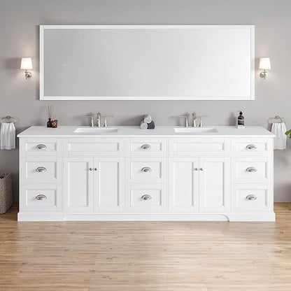 Eviva Epic 100 in. White Double Sink Bath Vanity with Carrara Quartz Top and Undermount Porcelain Sinks