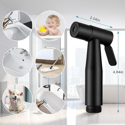 Handheld Toilet Bidet Sprayer 2 Pack, Water Pressure Adjustable Sprayer with Hose and 7/8 "T-Valve, Jet Spray and Soft Spray, for Toilet, Bidet, Shower etc., Stainless Steel, Black