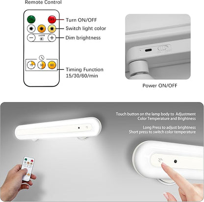 15" Vanity Lights for Mirror, Rechargeable Battery Operated Mirror Lights with Remote Control, 3 Temp&Adjustable Brightness Makeup Light, Cordless Lighting for Vanity Desk (White-1Pack)