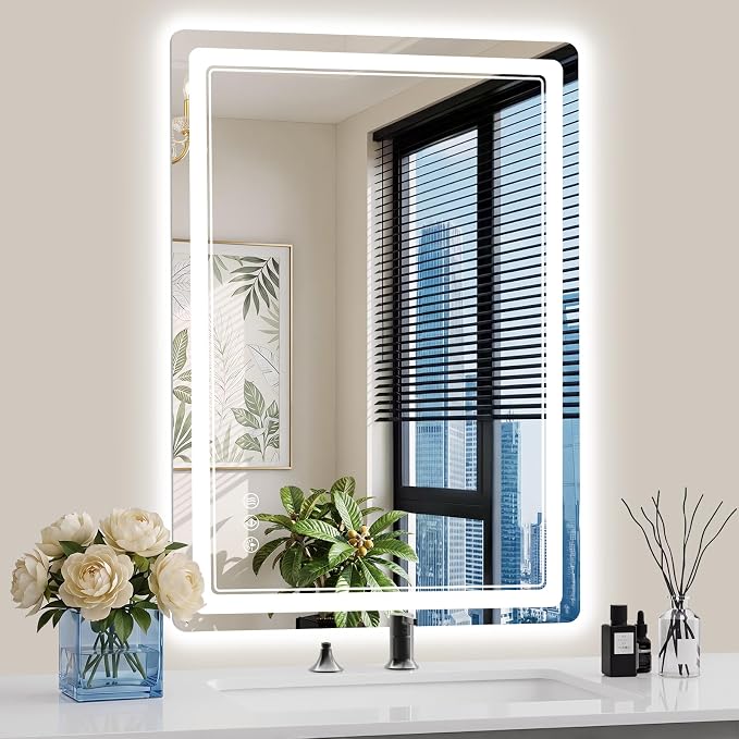24"x36" LED Bathroom Mirror with Lights, Backlit + Front Lit, Anti-Fog, Lighted Bathroom Mirror for Wall, HD Shatterproof Tempered Glass, Dimmable, Memory Function (Horizontal/Vertical)