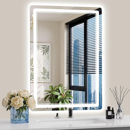24"x36" LED Bathroom Mirror with Lights, Backlit + Front Lit, Anti-Fog, Lighted Bathroom Mirror for Wall, HD Shatterproof Tempered Glass, Dimmable, Memory Function (Horizontal/Vertical)