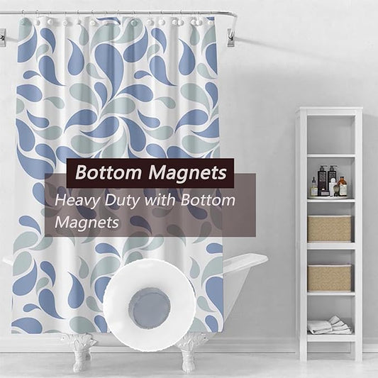 Water Droplets Shower Curtain Liner, 4G PEVA Shower Liner, Plastic Peva Waterproof Shower Curtains, 72x72 inch with Grommet Holes 3 Magnetic Weights