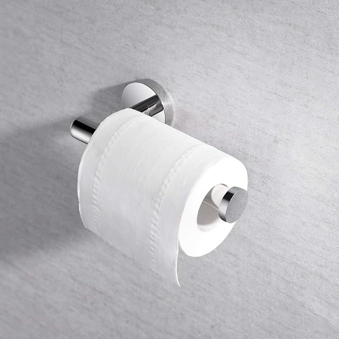 Miyili 4-Pieces Polished Stainless Steel Bathroom Hardware Set Wall Mounted - Includes 24" Towel Bar, Toilet Paper Holder, 2X Robe Hooks, BS01C4B