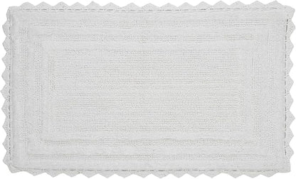 Better Trends Lilly Crochet 21x34 Reversible Bath Rugs and Bath mats for Bathroom, Luxurious 100% Cotton Bath Rug & Water Absorbent Bathroom Mat - White Bath Matt