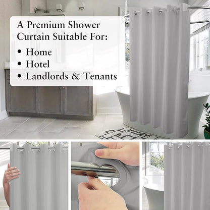 River Dream No Hook Hotel Cloth Grey Shower Curtain Soft Microfiber & Waterproof - Fabric Shower Curtain or Liner, Washable & Bottom Magnets, Gray, 71x74 | Waterproof Microfiber, Bottom Magnets, Soft Washable Fabric Shower Curtain or Liner, 71W x 74H
