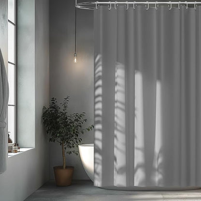 Seenus Light Grey Fabric Shower Curtain Liner with 3 Large Magnets, 72 x 72 inch Waterproof Cloth Shower Liner Washable, Neutral Gray Bathroom Shower Curtain for Hotel