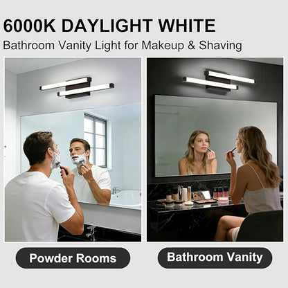 Bathroom Vanity Light Bar, 24 Inch Modern Black LED Vanity Light, 18W 3 CCT 3000K 4000K 6000K Dimmable Hardwired Bathroom Light Fixtures Over Mirror for Bathroom, Hallway, Powder Room, Washroom