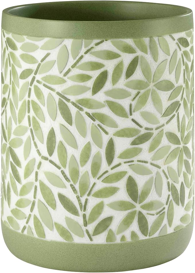 Avanti Linens - Wastebasket, Resin Accessories, Guest Bathroom Essentials (Stratford Collection, Green)