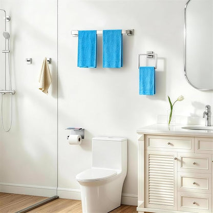 STWWO 10-Piece Bathroom Accessories Hardware Set Brushed Nickel | 24 inch Towel Bar, Stainless Steel Towel Racks for Bathroom, Bath Towel Bar Set Wall Mounted